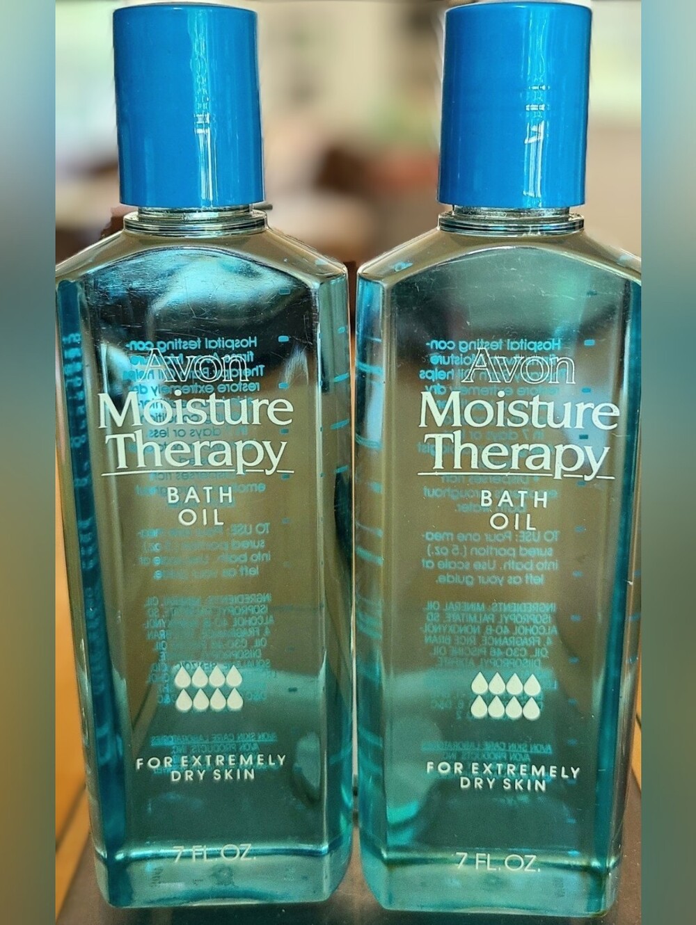 AVON NEW NOS 2 Vintage 1990 Moisture Therapy Bath Oil 7oz For Extremely Dry Skin